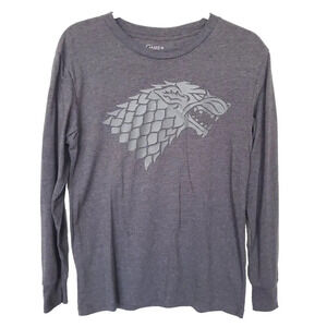 Game of Thrones Shirt Wolf Logo Long Sleeve Men's Size Small Gray T-Shirt Top